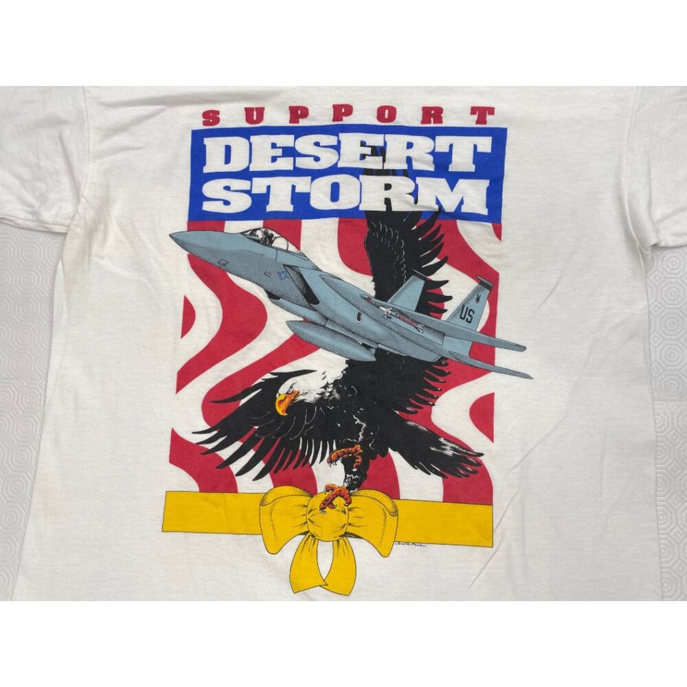 Vintage 1991 Desert Storm F-117 Stealth Fighter Jet Military Tee Shirt Men's XL